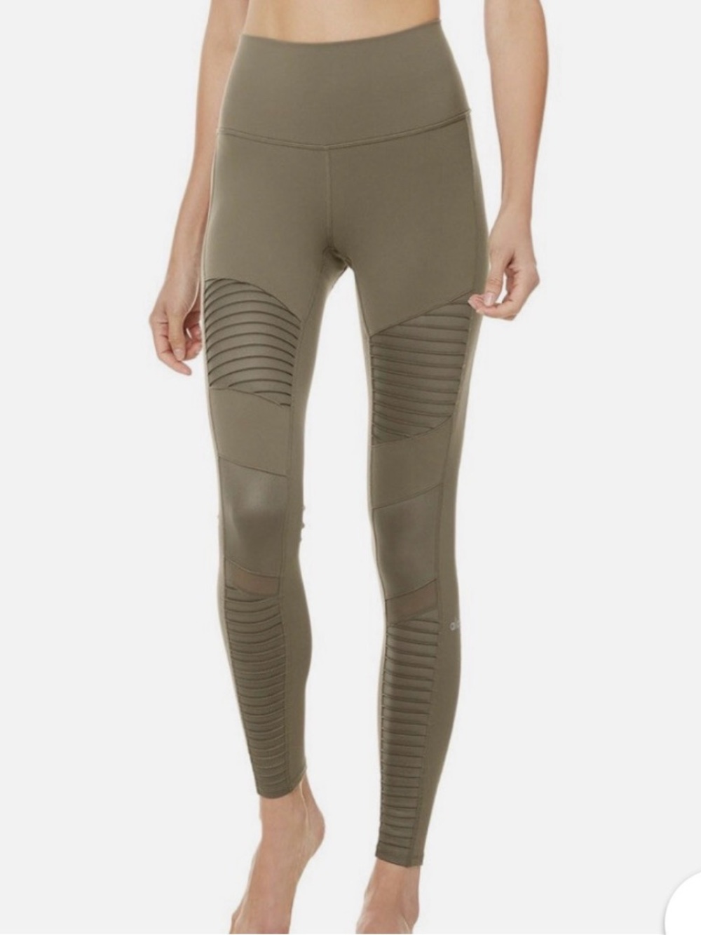 ALO Yoga Olive High-Waist Textured Moto Leggings XS
